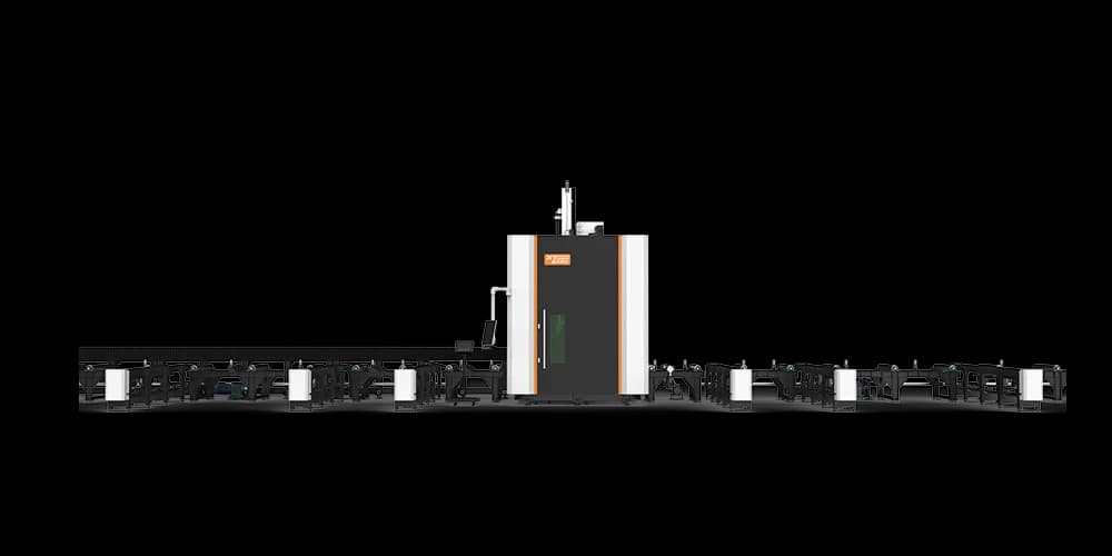 XT Laser profil-vágó lézergép görgős szállítópályával — I- és H-tartó, max 12,5 m profilhossz