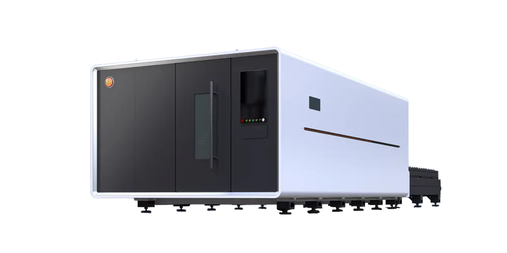 XT Laser síklemez fiber lézervágó zárt kabinos géptesttel — 1,5×3 m-től 3,2×13,2 m-ig, 1,5–60 kW